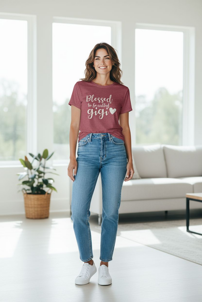 "Blessed to Be Called Gigi" T-Shirt – Cute Grandmother Graphic Tee with Heart 🩷Design
