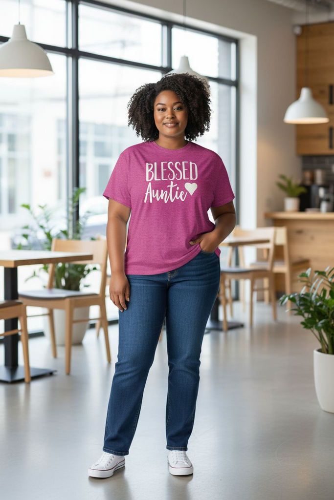 Blessed Auntie 🩷" T-Shirt – Cute Graphic Tee with Heart Design for Aunts