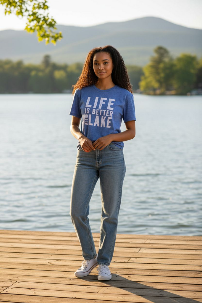 “Life Is Better at the Lake” Tee 🌊☀️ – Relaxed Summer Graphic Shirt 💙
