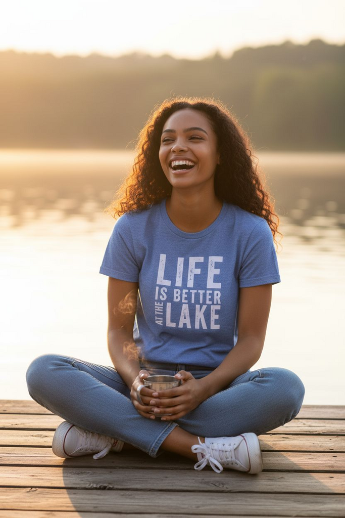 “Life Is Better at the Lake” Tee 🌊☀️ – Relaxed Summer Graphic Shirt 💙