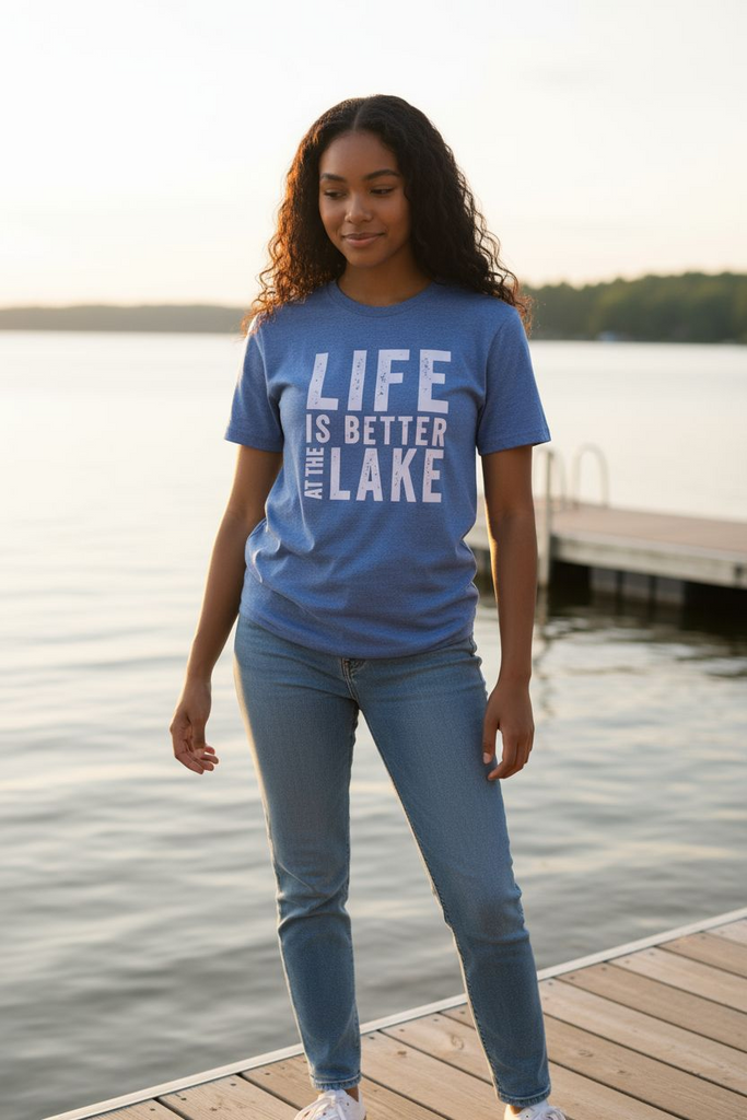 “Life Is Better at the Lake” Tee 🌊☀️ – Relaxed Summer Graphic Shirt 💙
