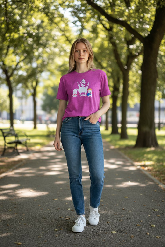 Spooky Love” Ghost Hand Sign Tee 💜🕸️ – Cute Halloween Graphic Shirt