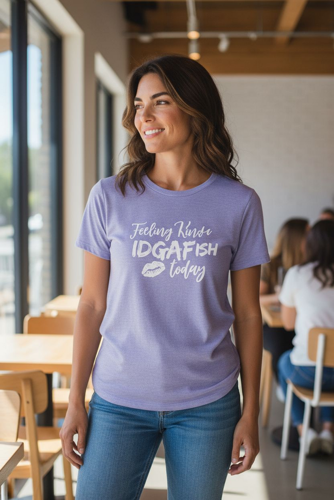 “Feeling Kinda IDGAFish Today” Tee 💜 – Sassy Graphic T-Shirt for Women