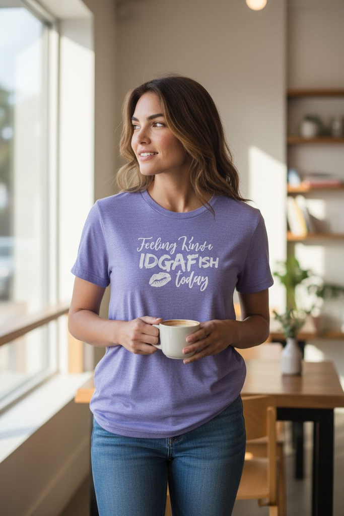 “Feeling Kinda IDGAFish Today” Tee 💜 – Sassy Graphic T-Shirt for Women