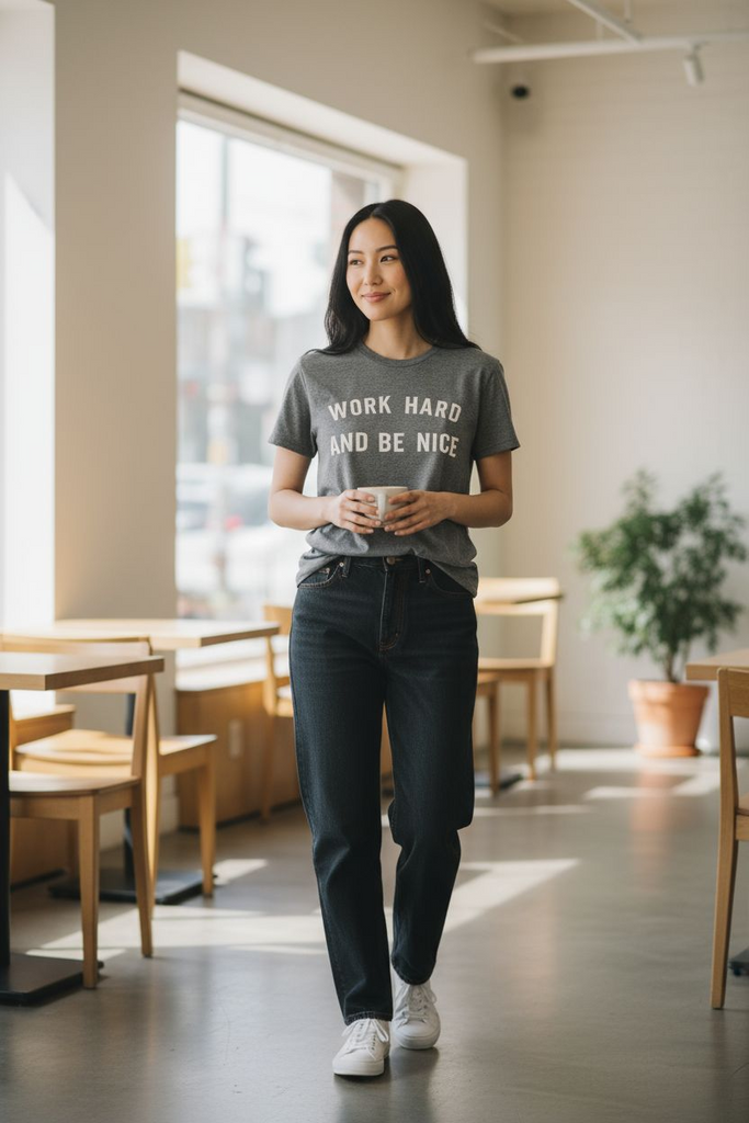 Work Hard and Be Nice Tee 💕 – Motivational Graphic Shirt