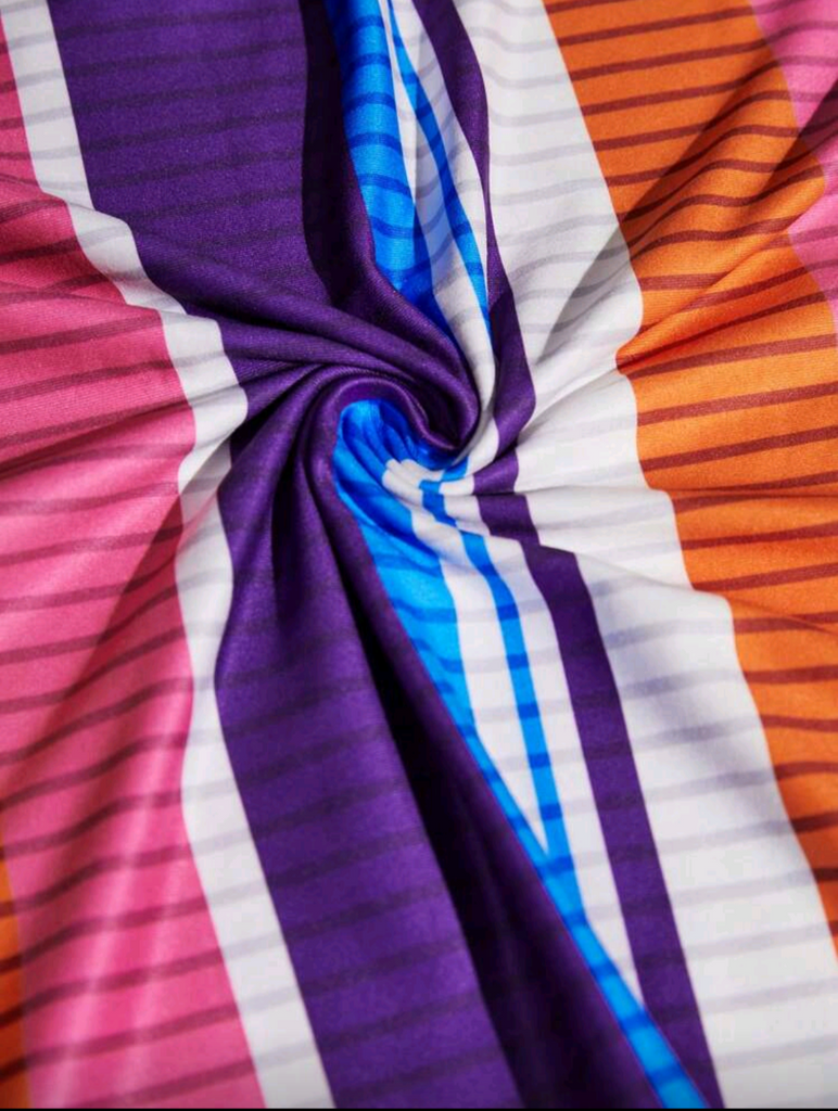 🍭CANDY KISSES 💋🔥 Bold Rainbow Stripe Bodycon Mini Dress 🌈 | Sexy Ribbed Knit Club Dress for Curvy Women 💃🏾✨