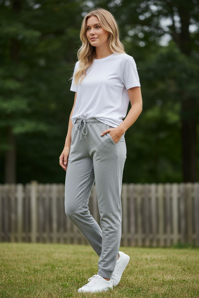 ✨ Soft Gray Drawstring Joggers | Everyday Casual Lounge Pants for Women 🩶 Cozy Fit & Effortless Style 🌸