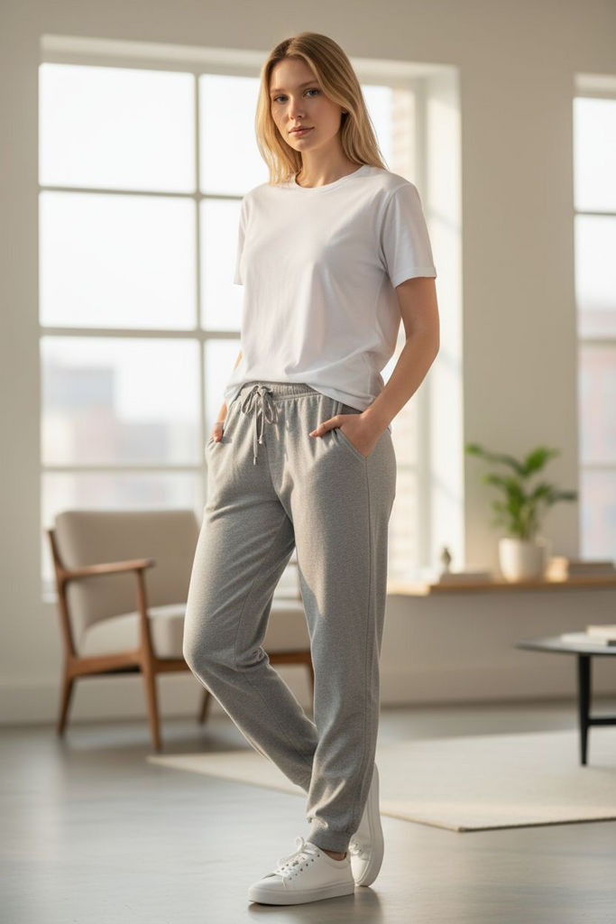 ✨ Soft Gray Drawstring Joggers | Everyday Casual Lounge Pants for Women 🩶 Cozy Fit & Effortless Style 🌸