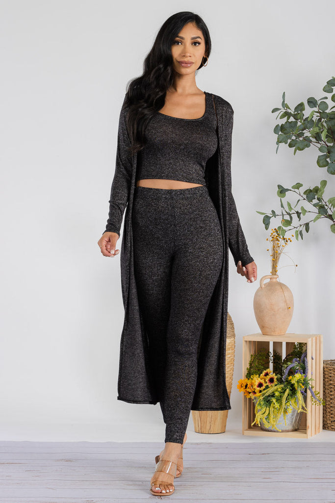 Heather 3-Piece Leggings Set with Maxi Duster & Crop💃✨