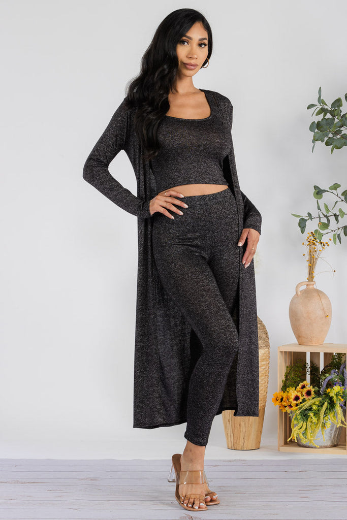 Heather 3-Piece Leggings Set with Maxi Duster & Crop💃✨
